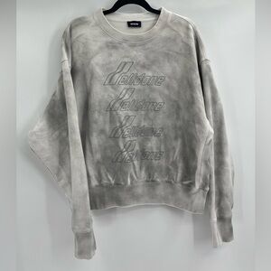 We11Done Men’s Unisex Reflective White Grey Logo Pullover Sweatshirt Size Medium